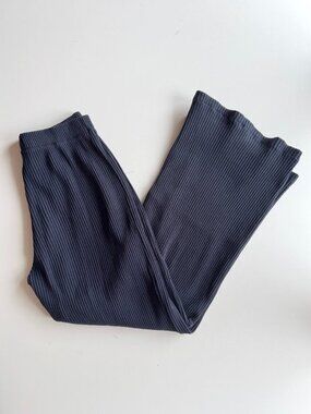 SEASONAL RESIDENT Navy Blue 100% Cotton Wide Leg Waffle Knit Pants, Size L
